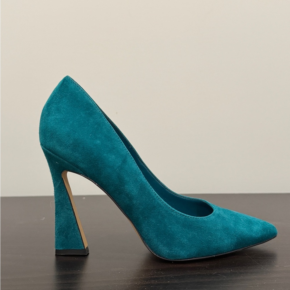 Nine West Trendz Teal Suede Leather Heels 8